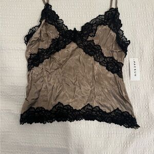 PacSun Brown and Black Lace Cami